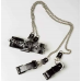 DS Fetish - Набор ошейник+наручники Silver With Chain (F61267)