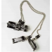 DS Fetish - Набор ошейник+наручники Silver With Chain (F61267)