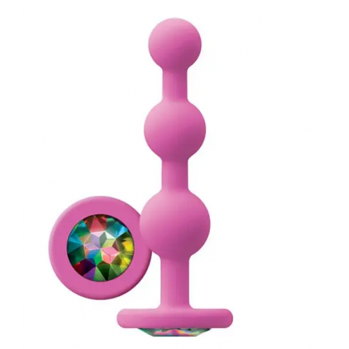 NS Novelties - Анальная пробка с кристаллом GLAMS RIPPLE RAINBOW GEM PINK (T280779)