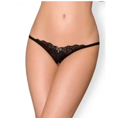 Obsessive - Стринги с интимным вырезом Obsessive 852-THC-1 crotchless thong S/M (410127)
